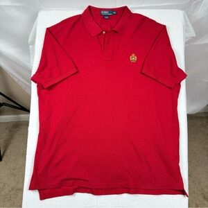 Vintage Polo Ralph Lauren Men's XXL Red Shirt Gold Crest Logo Classic